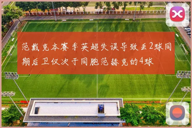 范戴克本赛季英超失误导致丢2球同期后卫仅次于同胞范赫克的4球